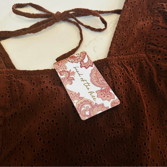 BAND OF THE FREE Palmer Eyelet Lace Walnut Brown Boho Peplum Top NWT Medium - Picture 6 of 8
